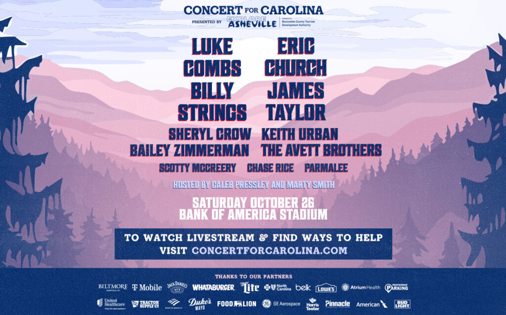 “Concert for Carolina” Adds Veeps Livestream; The Avett Brothers, Scotty McCreery, Chase Rice & Parmalee Join Lineup