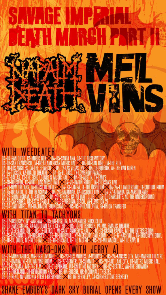 Napalm Death and the Melvins Reunite for “The Savage Imperial Death March Part II” Tour; U.S. Trek Comes Nine Years After First Co-Headlining Run