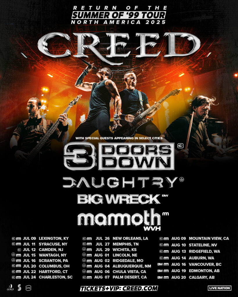 AS FANS DEMAND ENCORE AFTER SOLD-OUT REUNION RUN; GRAMMY WINNING ROCK BAND CREED ANNOUNCE THE SUMMER OF ’99 TOUR FOR 2025